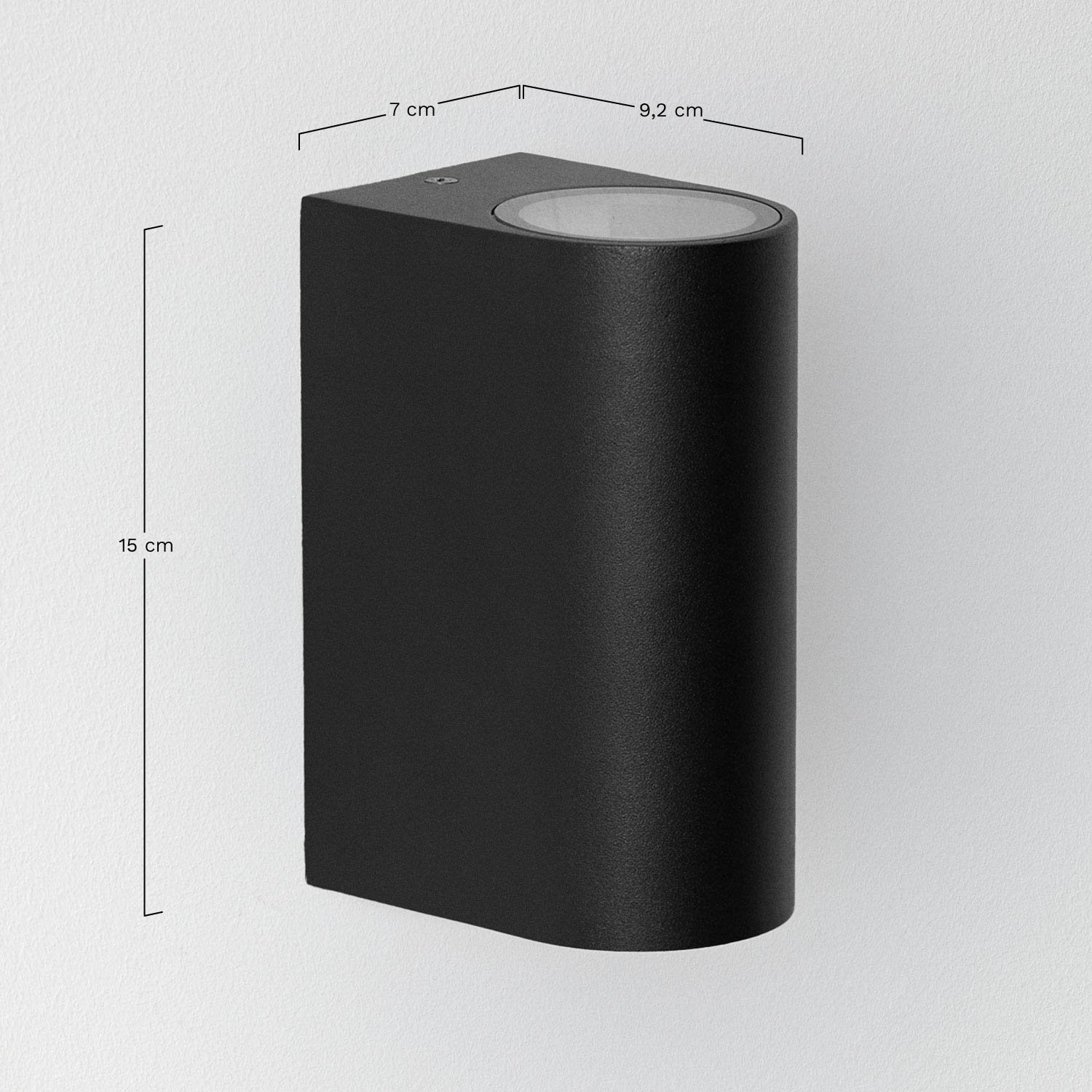 Pevot outdoor wall light in aluminium with 2 light points, medidas