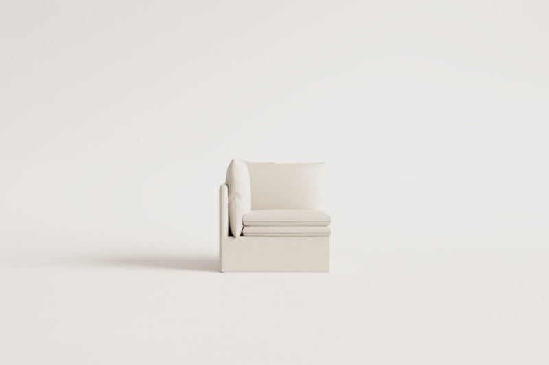 Corner module for modular sofa in linen and cotton Grace