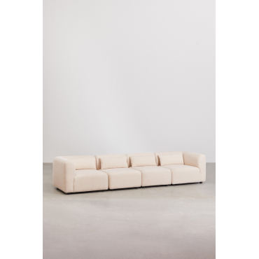 Fogler 4-piece Modular Sofa Teddy Fabric Cream Beige - Sklum