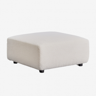 Pouf (85x85 Cm) For Bruna Modular Sofa White Bouclé - Sklum
