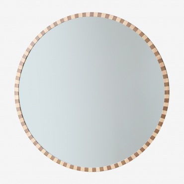 Round Wall Mirror In Oak Wood (ø110 Cm) Sapeira Brown Oak - Sklum