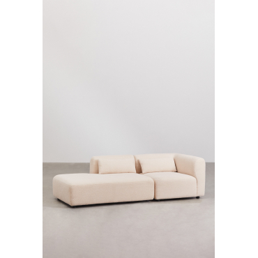 Fogler 2-piece Corner Modular Sofa With Left Chaise Lounge Teddy Fabric Cream Beige - Sklum