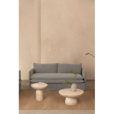 3-seater Sofa In Grace Linen And Cotton Fabric Dark Grey - Sklum