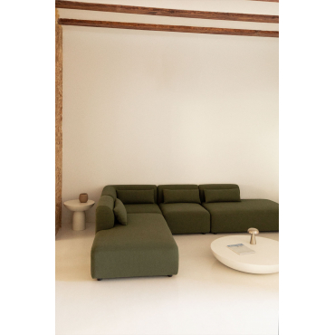 Fogler 4-piece Modular Corner Sofa With Double Chaise Lounge Chenille Green Sage - Sklum