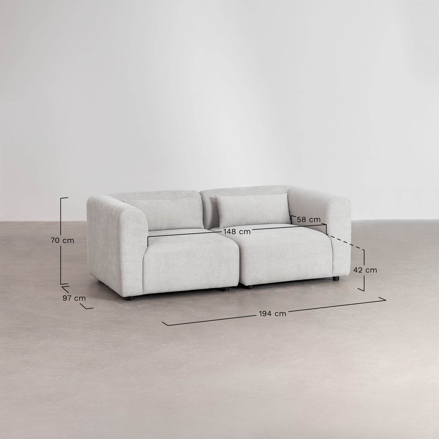 Fogler 2-Piece Modular Sofa, medidas