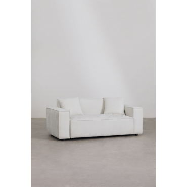 2-seater Sofa In Basian Bouclé Fabric Off-white Chenille - Sklum