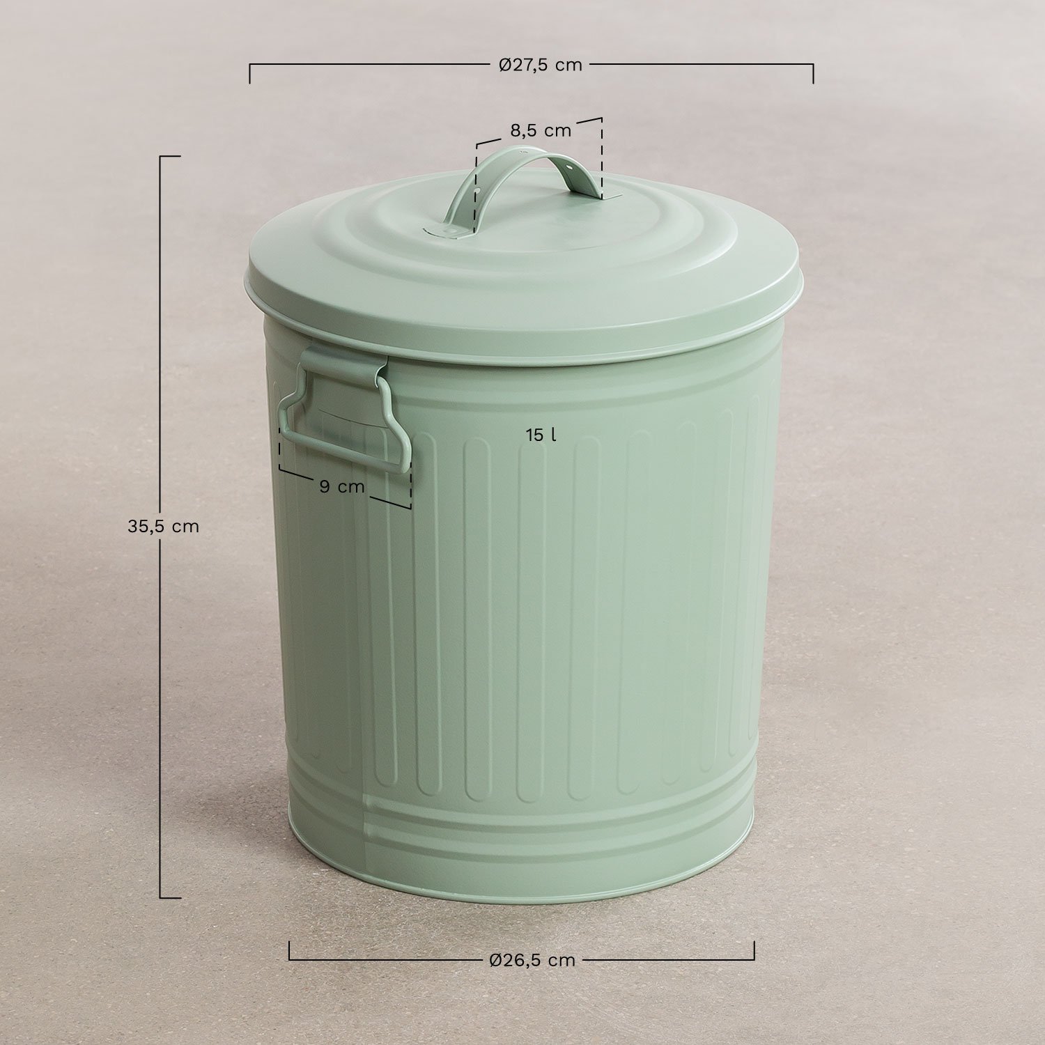 Sonella Waste Bin with Lid, medidas