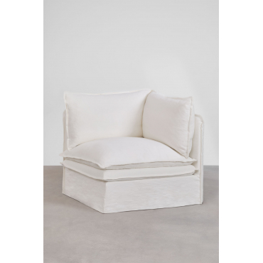 Corner Module For Modular Sofa In Linen And Cotton Grace Fabric Off-white - Sklum