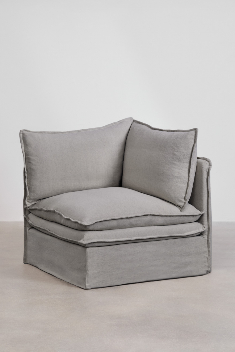 Corner module for modular sofa in Grace linen and cotton - Fabric Dark Grey