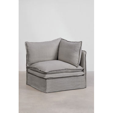 Corner Module For Modular Sofa In Linen And Cotton Grace Fabric Dark Grey - Sklum