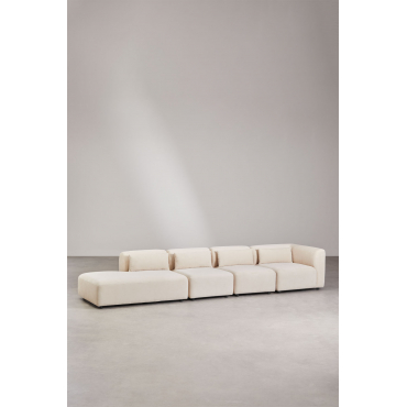 Fogler 4-piece Modular Corner Sofa With Left Chaise Corduroy Beige Nature - Sklum