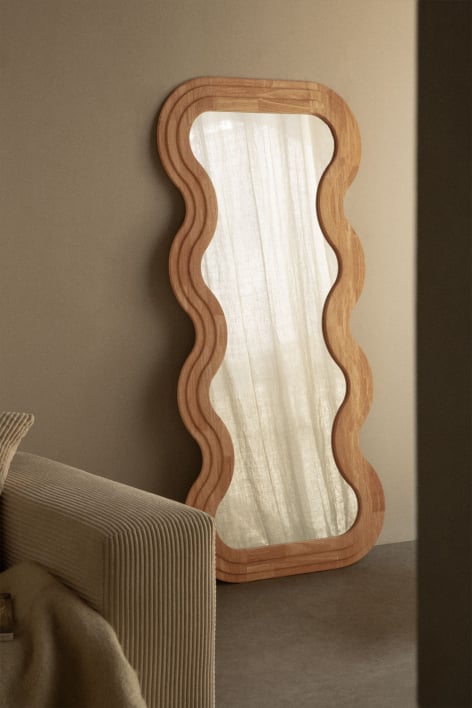 Wall mirror 85x180 cm in Lierta oak wood - Brown Oak
