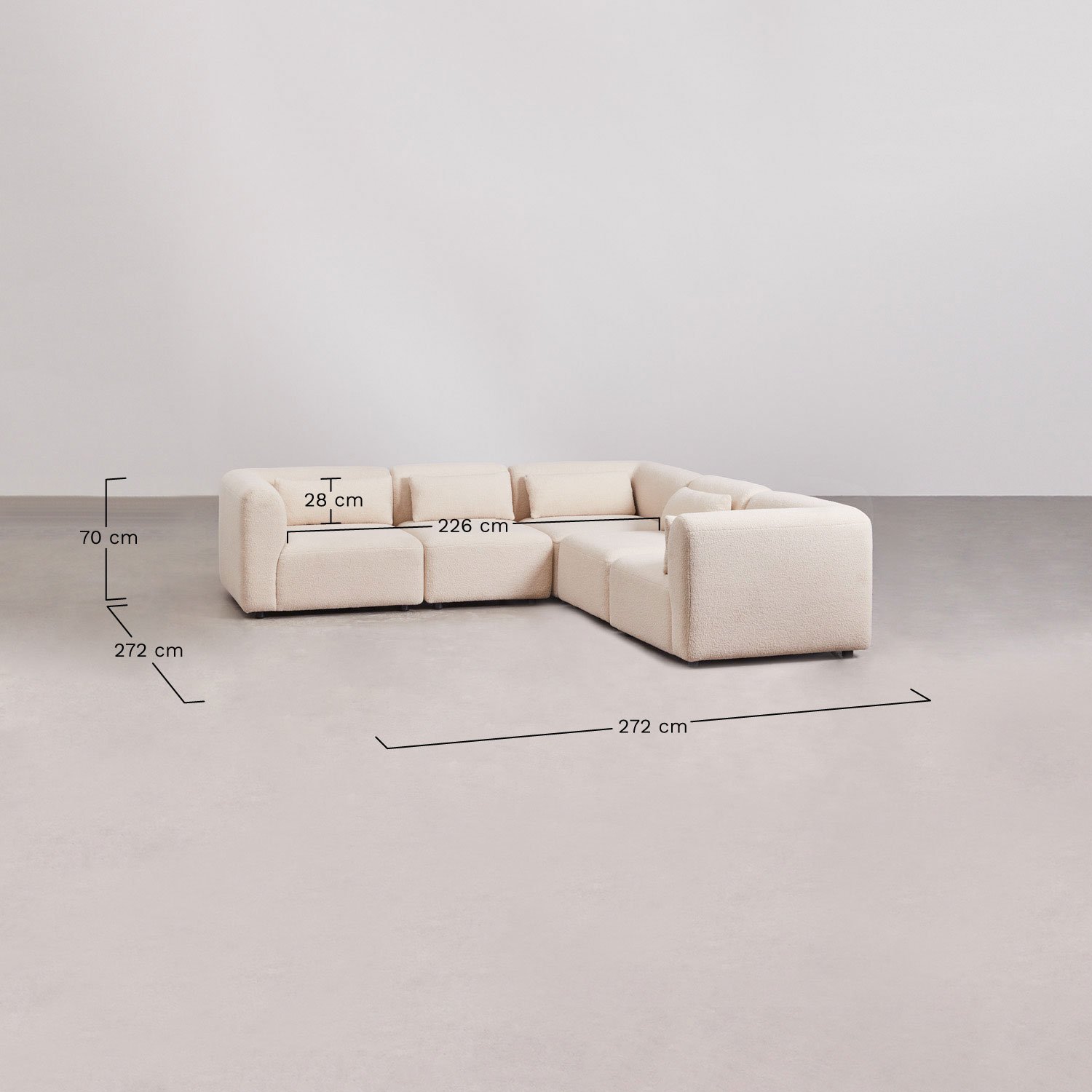 Fogler 5-Piece Modular Corner Sofa, medidas