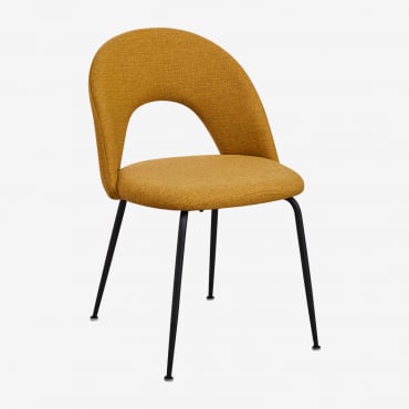 Glorys Upholstered Dining Chair Mustard & Black - Sklum