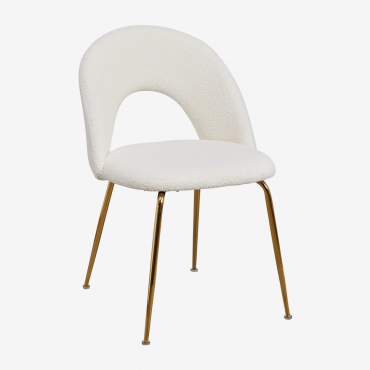 Glorys Sheepskin Dining Chair White & Golden - Sklum