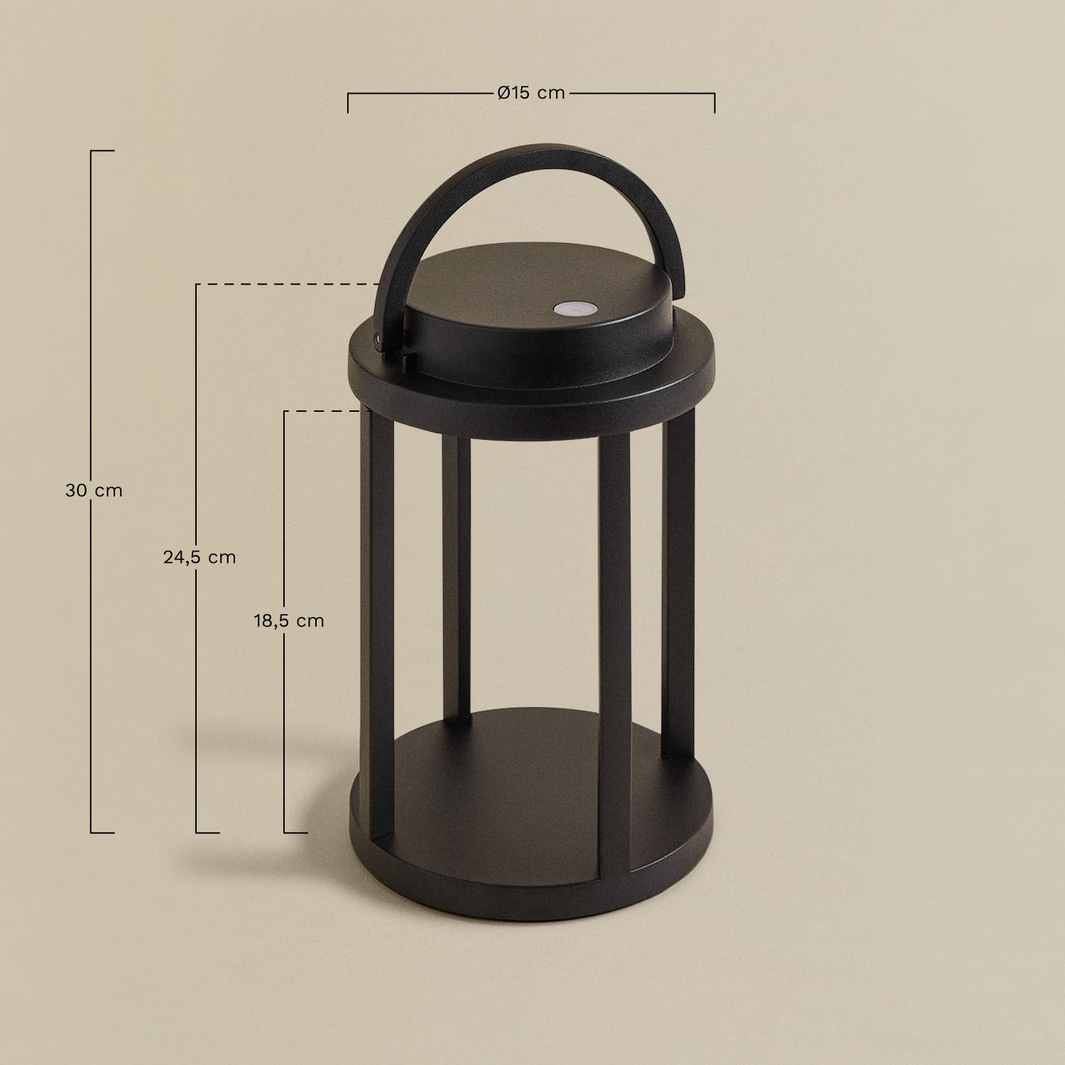 Arelvy Wireless Outdoor Steel LED Table Lamp, medidas