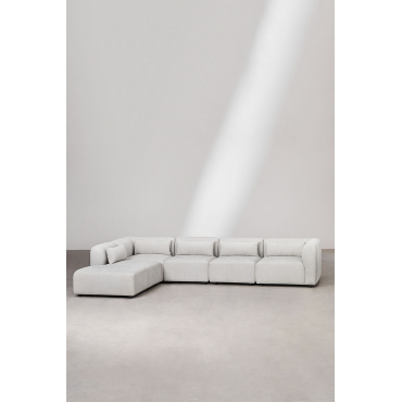 Fogler 5-piece Modular Sofa With Left Chaise Fabric Light Grey - Sklum