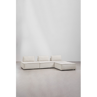 3-piece Modular Sofa And Ottoman In Vermont Fabric Cream Beige Chenille - Sklum