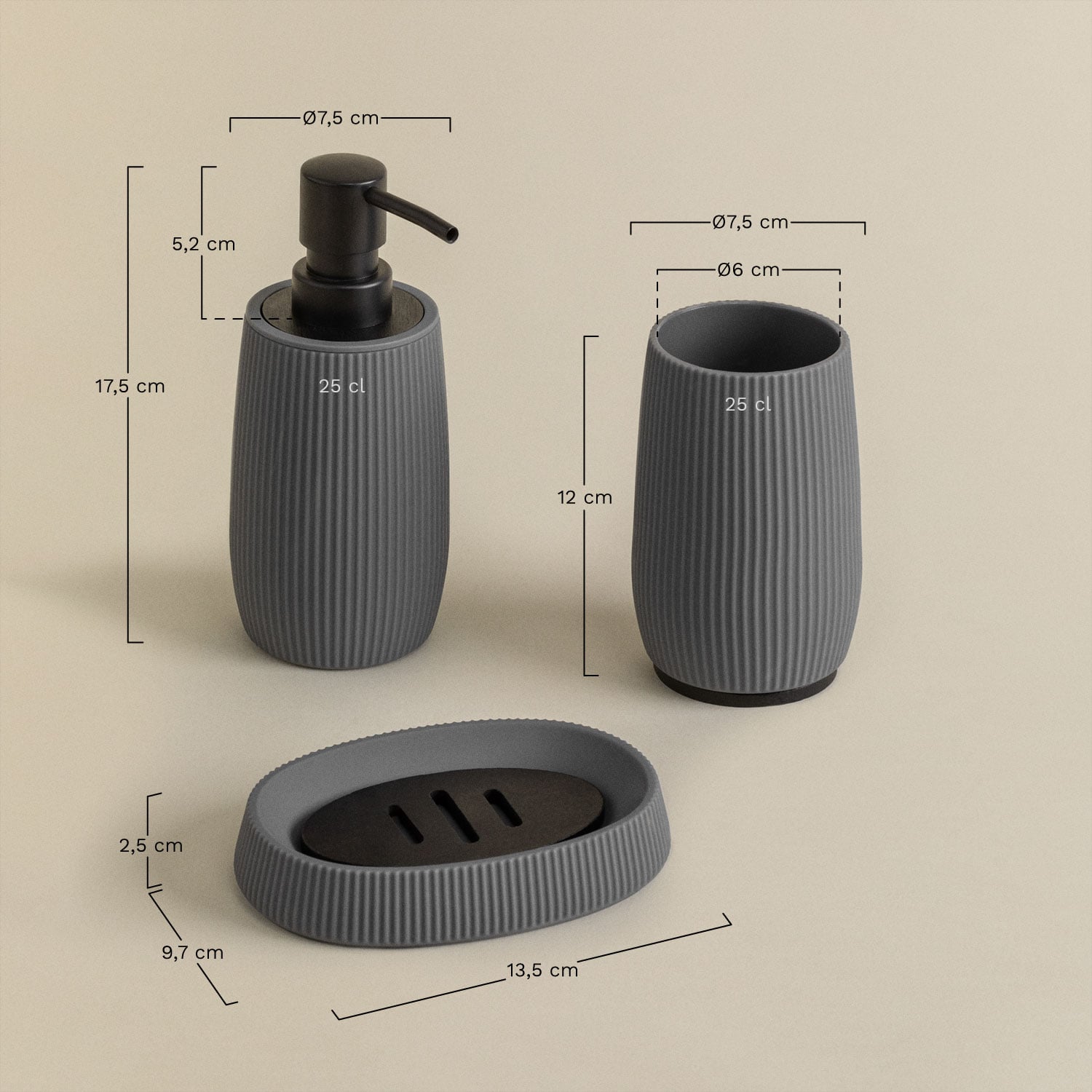 Preston Bath Set, medidas