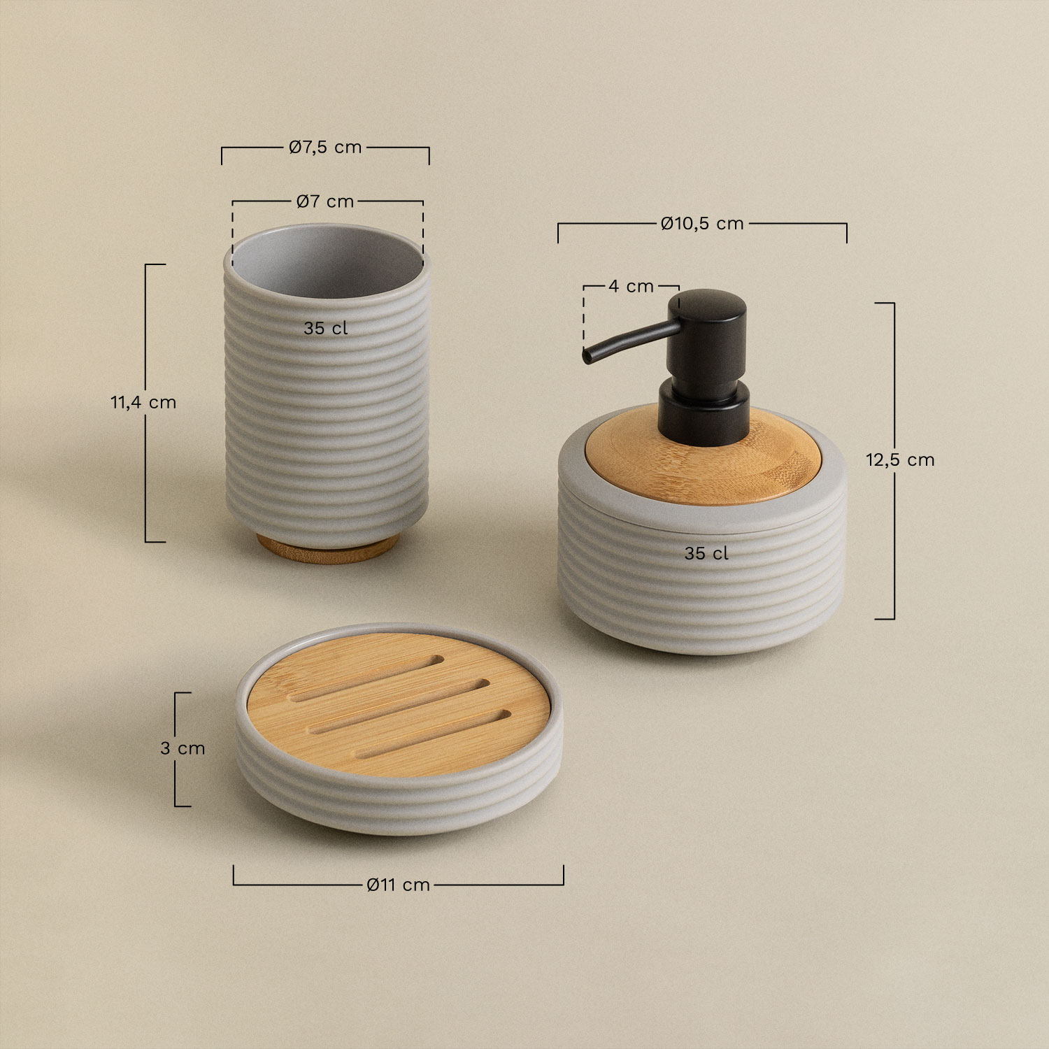 Remick Bath Set, medidas