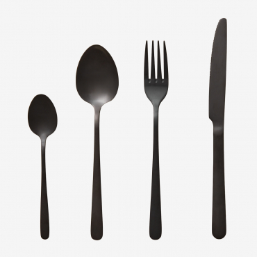 16-piece Stainless Steel Cutlery Set Sornia Black - Sklum