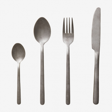 16-piece Stainless Steel Cutlery Set Gibara Grey Brass - Sklum