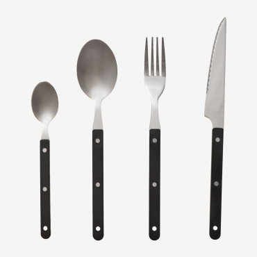 Tirvola 16-piece Stainless Steel Cutlery Set Black - Sklum