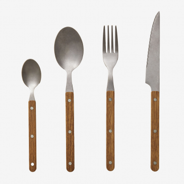 16-piece Tirvola Stainless Steel Cutlery Set Brown Ligh Brown Wood - Sklum