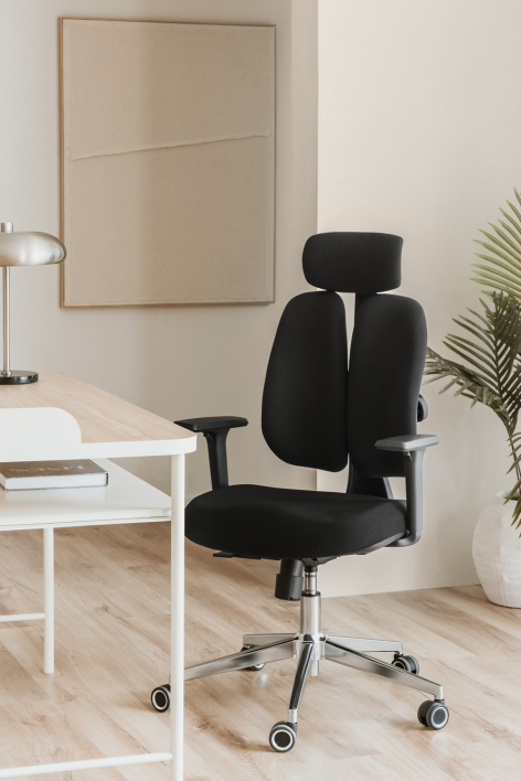 Belcaire office chair with wheels and armrests - Black