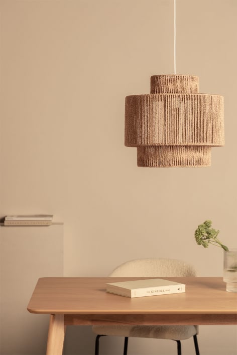 Hanging ceiling lamp in braided paper Kena
