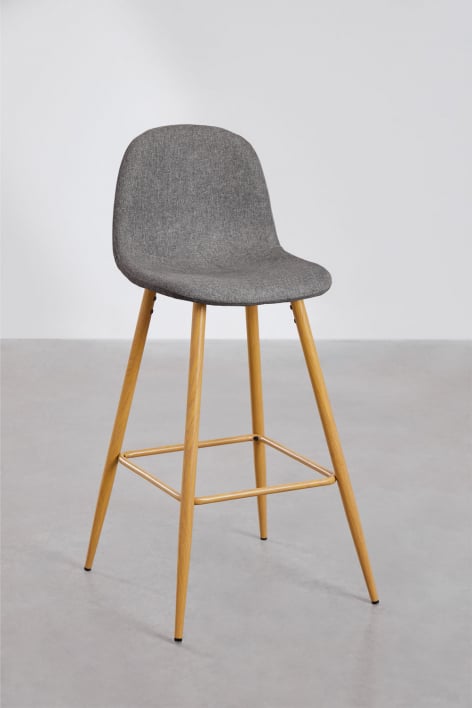 High stool 75 cm in anthracite grey fabric and natural wood finish legs Glamm - Grey Anthracite