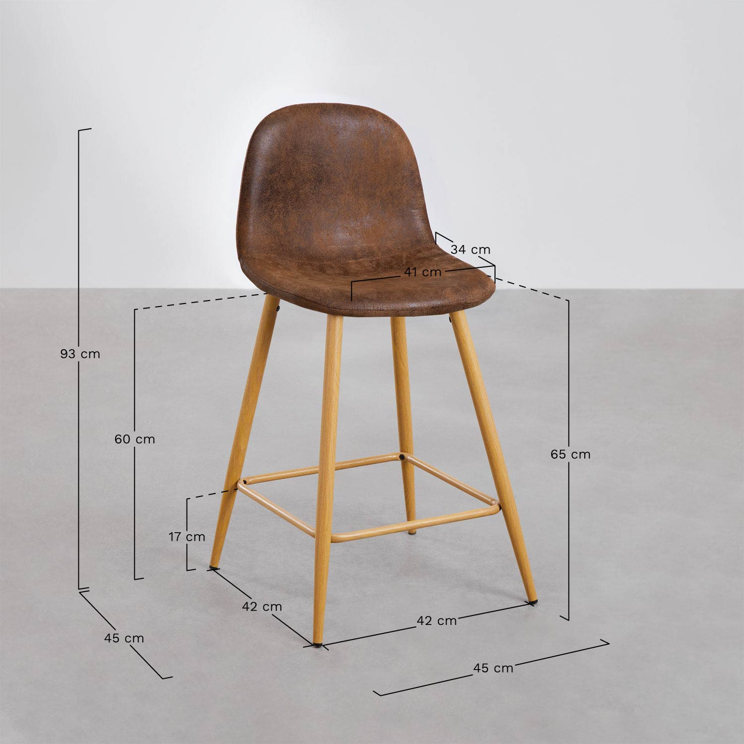 Pack of 4 Glamm faux leather high stools, medidas