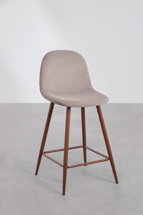 High stool 65 cm in taupe grey velvet and dark wood finish legs Glamm - Grey Taupe