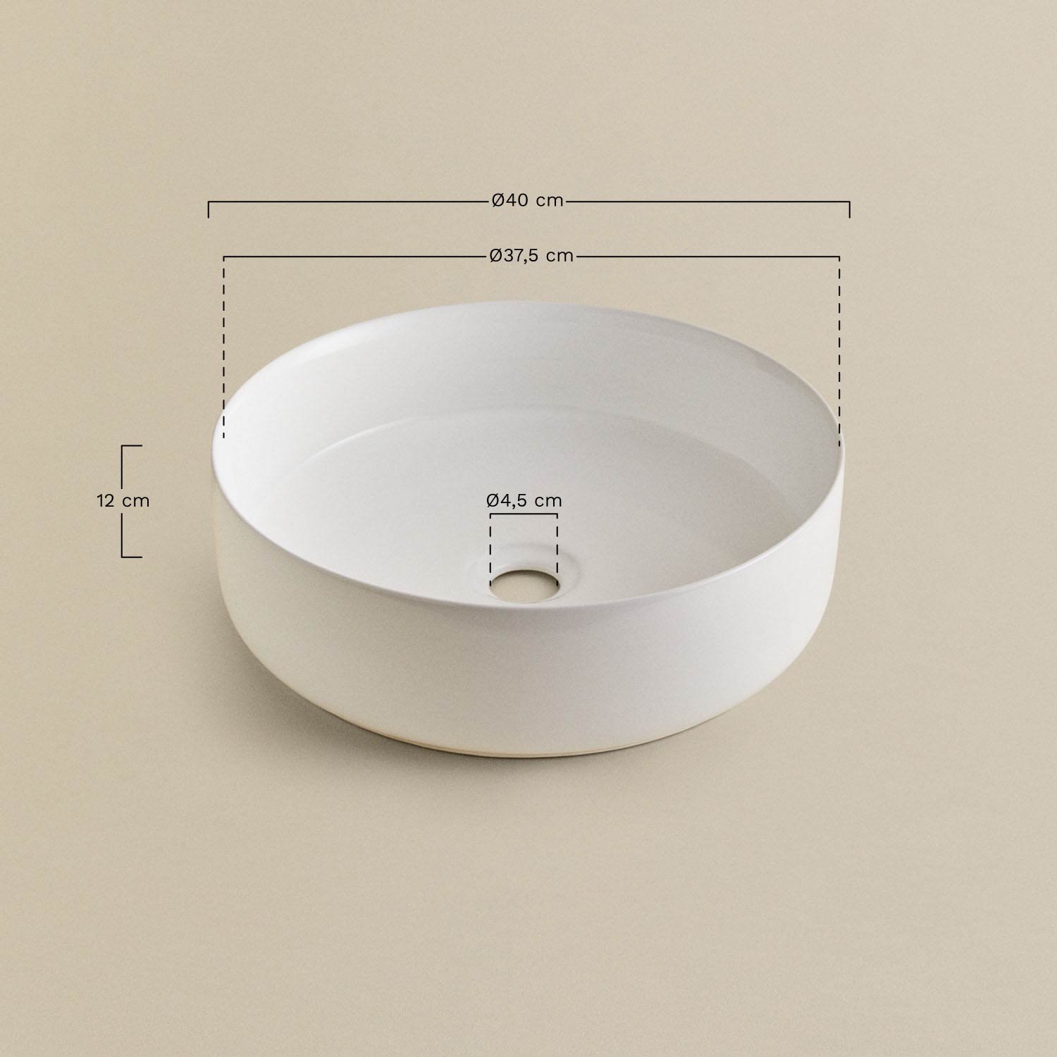 Lenka Ceramic Washbasin, medidas