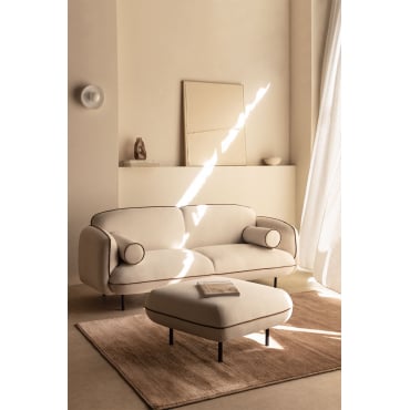 Biel 3-seater Sofa With Pouf Fabric White - Sklum