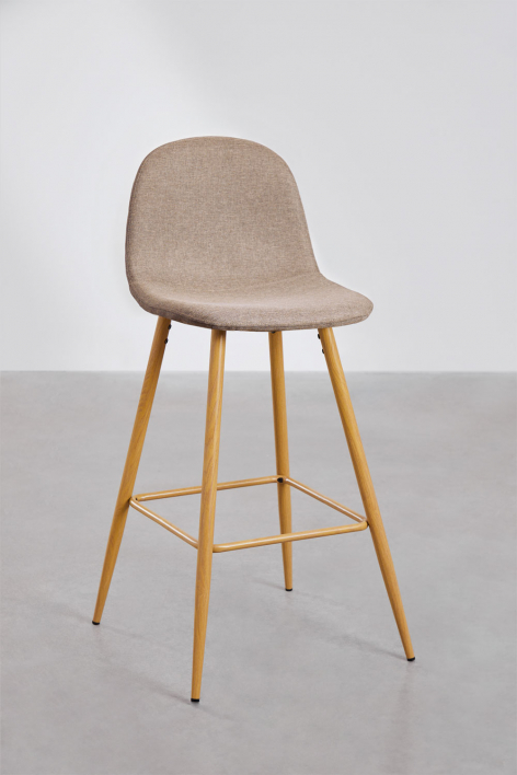 4-Pack high stools 75 cm in taupe grey fabric and natural wood finish legs Glamm - Grey Taupe
