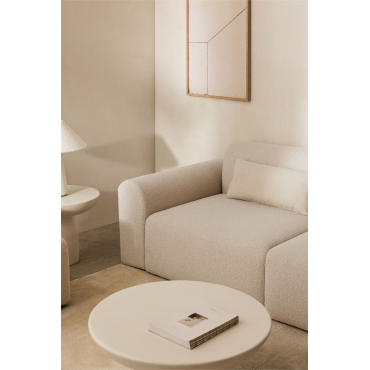 Left Corner Module For Modular Sofa In Borjan Fleece Teddy Fabric White - Sklum