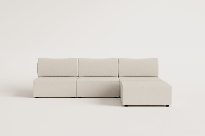 3 Piece Corduroy Modular Sofa & Pouffe Kata