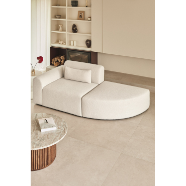 1-piece Left-hand Corner Modular Sofa With Triangular Pouf In Borjan Sheepskin Teddy Fabric White - Sklum