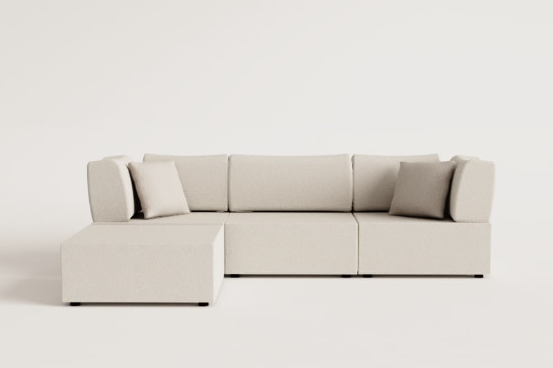 3-piece modular sofa with 2 corner chairs and Kata pouf