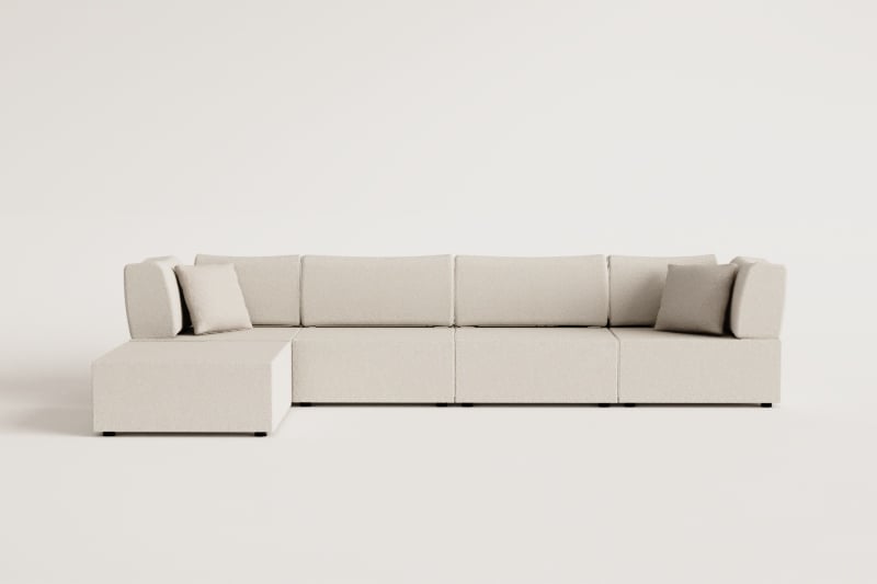 4-piece modular sofa with 2 corner chairs and Kata pouf