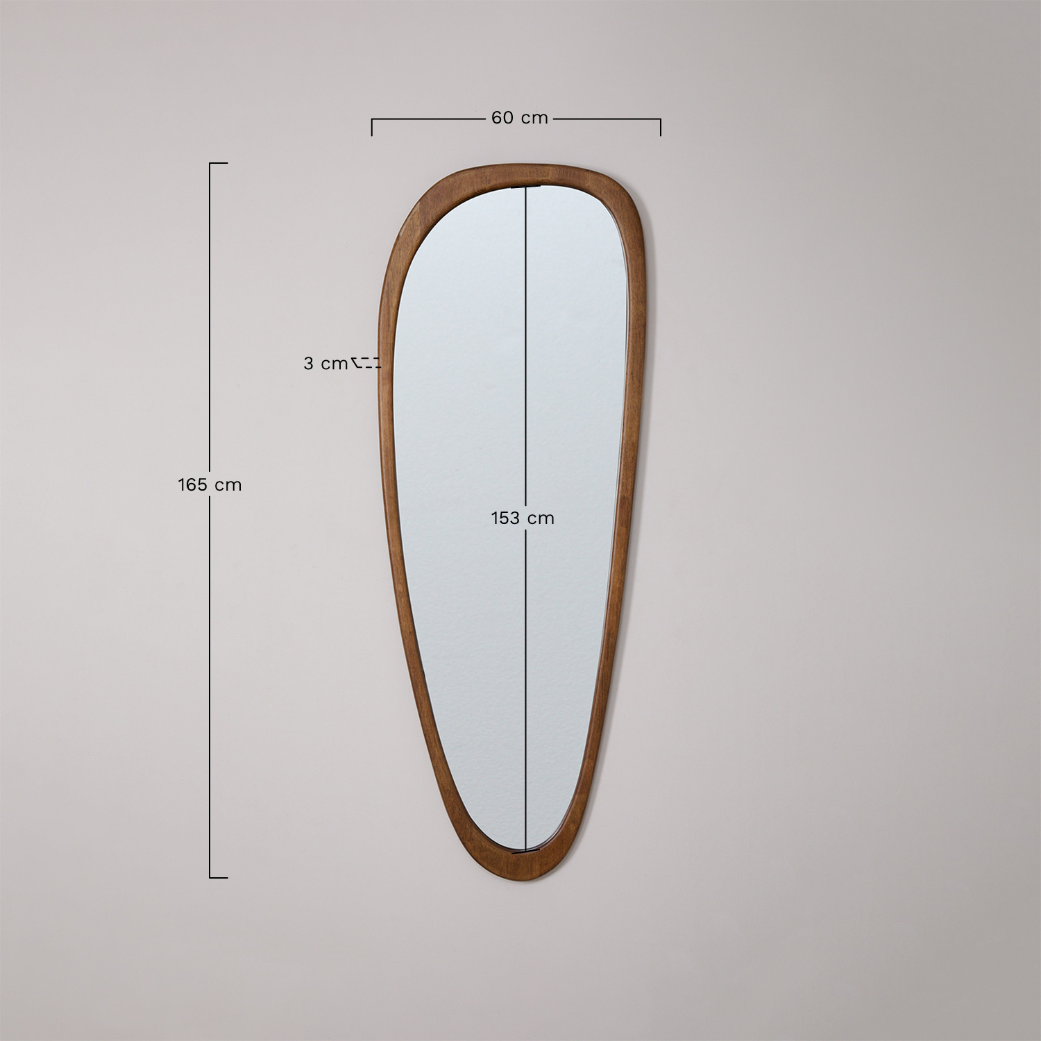 Oak wood wall mirror Arbidel, medidas