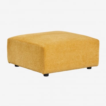85x85 Cm Pouf For Bruna Modular Sofa Mustard Chenille - Sklum