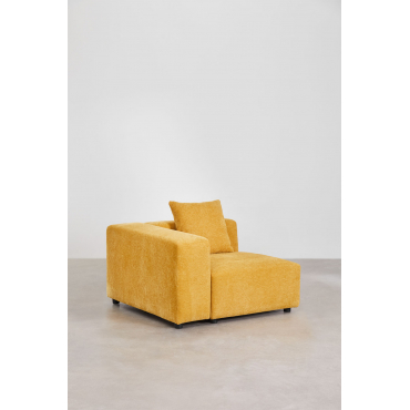 Left Corner Module (115x113 Cm) With High Armrest And Cushion For Bruna Modular Sofa Chenille Mustard - Sklum