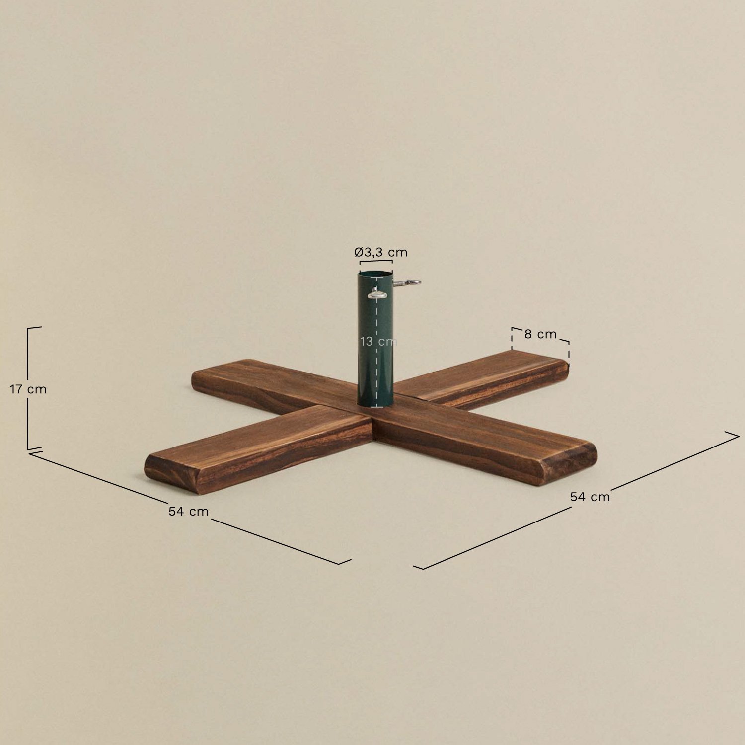 Beluvo pine wood and iron Christmas tree stand, medidas