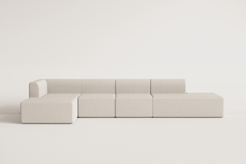 Fogler 4-piece modular corner sofa with right-hand divan and pouf