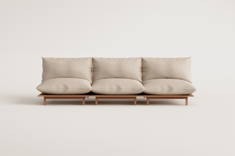 3-Piece Reclining Modular Garden Sofa in Brina Acacia Wood