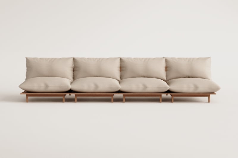 4-Piece Reclining Modular Sofa in Brina Acacia Wood