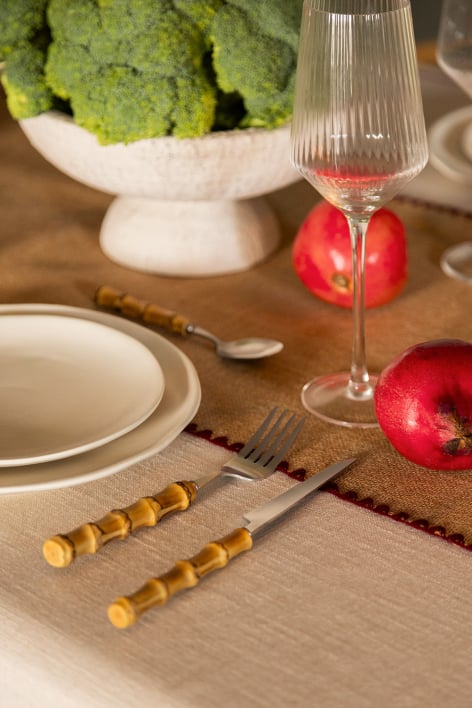 16-piece cutlery set in stainless steel and bamboo Visola