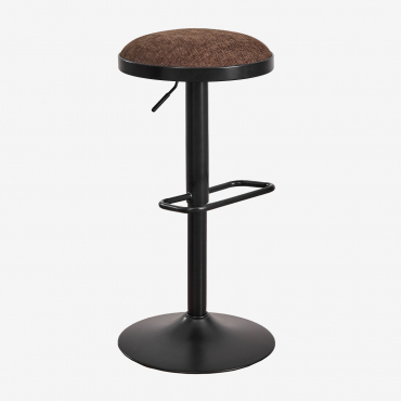 Pack Of 4 Adjustable High Stools In Metal And Igarasi Fabric Black - Brown Chocolate - Sklum